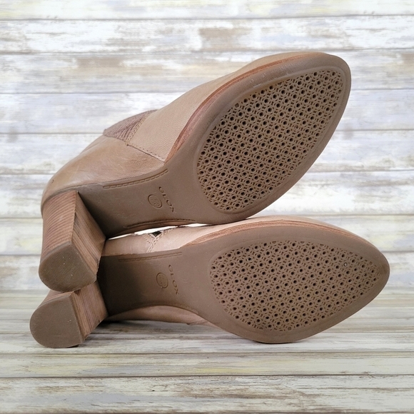 Geox Respira Kali Leather Block Heel Side Zip Boots EUR Size 41/US 10-10.5 Sand - Picture 10 of 12